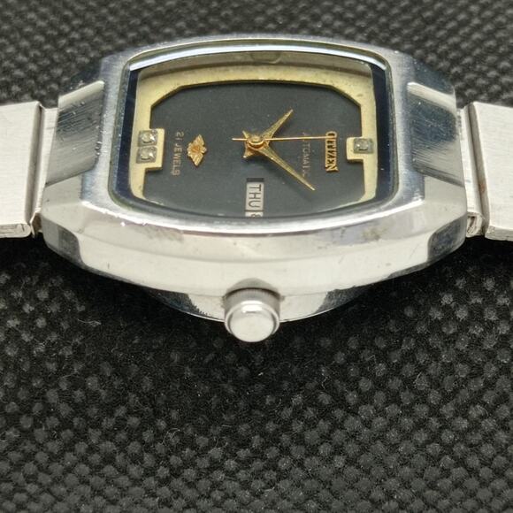Vintage 1978 Citizen Automatic Womans Silver Watch W/daydate & Gold accents